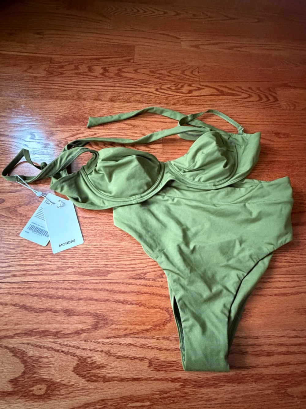 Sorrento Top and Bottom by Monday Swimwear in Olive Large NWT
